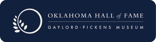 The Oklahoma Hall of Fame and Gaylord-Pickens Museum logo in white on a navy blue background